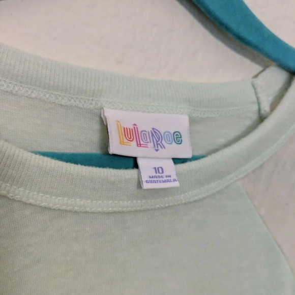LuLaRoe LLR Mint & Cream Sloan Tee - Picture 3 of 4